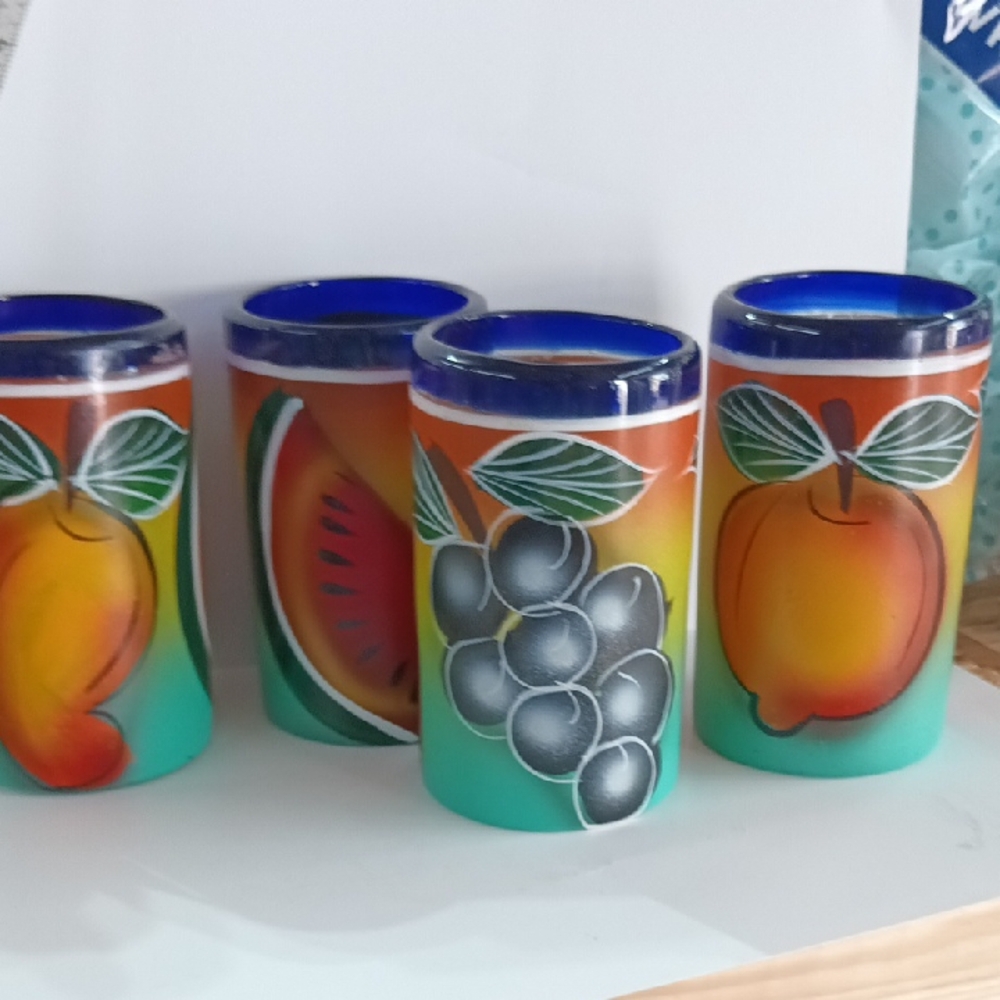 Colorful Fruit-Themed Glass Tumblers